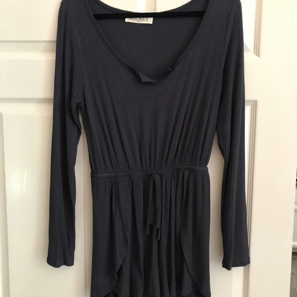 Boutique Gray Tulip-Short Romper